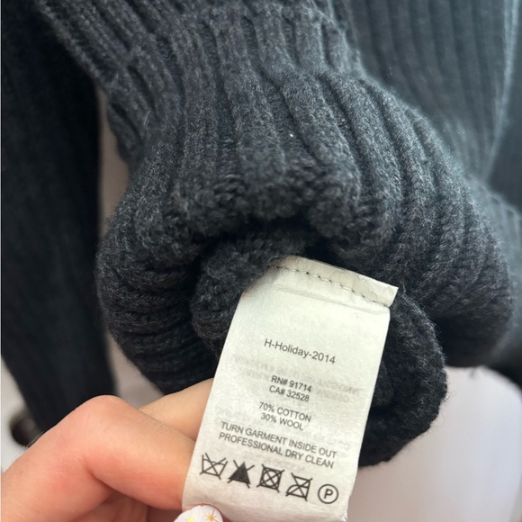 A/X Armani Exchange Men's Large Dark Gray Cable-Knit Button Sweater Cotton Wool - Picture 5 of 5